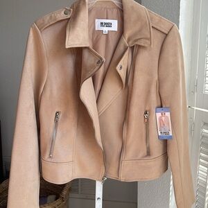 BB Dakota by Steve Madden Suede Moto Jacket Large Beige
